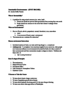 Sustainable Environments (ENST 0842-002), Weeks 1 and 2 Notes