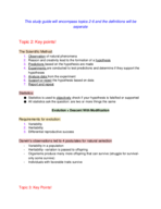 BIO 111 Study Guide for test 1