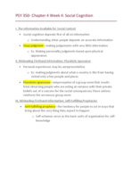 PSY 350 Social Psych Chp 4 Week 4 Notes