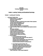 Psychology of Learning and Teaching Chapter 1 Notes