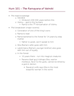 HUM 101 - The Ramayana Notes