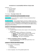 Introduction to Sustainability Mid-Term Study Guide