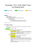 General Psychology Week 3 Class and Reading Notes