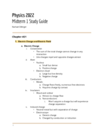 Physics 2022 Midterm 1 study guide