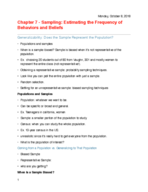 Chapter 7 - Sampling: Estimating the Frequency of Behaviors and Beliefs