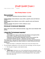 SOC 010: Study Guide Exam 1