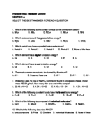 General Chemistry 1 Exam #2 Study Guide/Practice Exam, and Answer Key