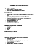 Microevolutionary Processes for BioE20C Week 2