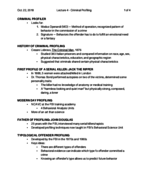 Psych 162 Week 4 Notes - Criminal Profiling