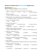 Biological Foundations Practice Exam, Answer Key, and Notes