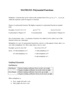 MATH1315- Polynomial Functions