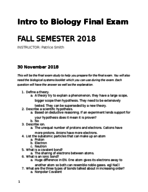 Biology 100 Final Exam Study Guide