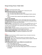 Energy Ecology: Exam 2 Study Guide