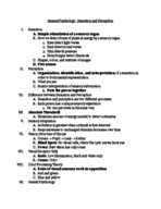General Psychology Notes - Sensation and Perception