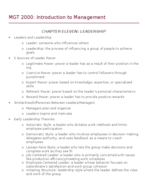 Intro to Management Chapter 11 Notes