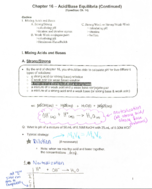 CH 1020 Chapter 15 - Acid/Base Equilibria continued