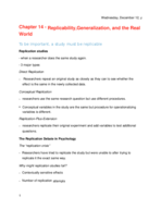 Chapter 14: Replicability,Generalization, and the Real World