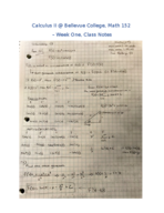 Calculus II - Week One Class Notes