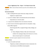 Lecture 1 Supplementary Notes - Chapter 2 - The Chemical Context of Life (Part 1)