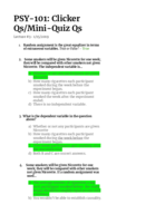 PSY-101 Clicker/Quiz Questions (Lecture #3- 1/15/2019)