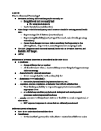 PSYC 3830 Abnormal Psychology Clemson University Week 1 Notes