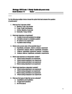 Principles of Biology Study Guide