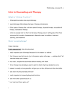 Intro to Counseling and Therapy