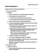 General Chemistry II Ch. 15 Notes- Chemical Equilibrium