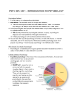 PSYC 001: CH 1- INTRODUCTION TO PSYCHOLOGY