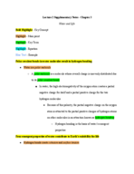 Lecture 2 Supplementary Notes - Chapter 3 - Water and Life