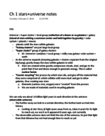 Stars and Universe Ch. 1 notes