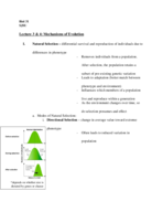 Lecture 3 & 4: Mechanisms of Evolution