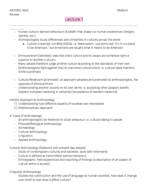 ANTHRO 1AA3: Summary of Midterm Review 