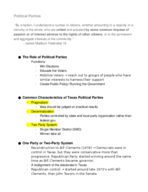 Week 5 Notes: Political Parties