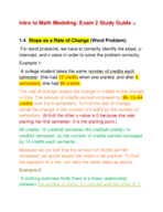 Exam 2: Study Guide Math Modeling 1101