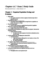 Exam 2/Midterm Study Guide Chapters 4,6,7 Environmental Science