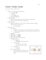 Physics Study Guide Exam 1