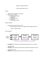 Chapter 6: Working Memory