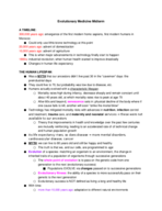 Evolutionary Medicine Midterm 1 Study GUide