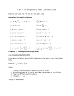 Calc II Engineers Sui Tang Midterm 1 Study Guide