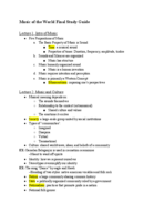 Musics of the World, Final Study Guide
