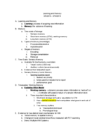 Psych 3513; Week 9 Notes: Memory