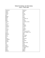 Medical terminology and Abbreviations Exam 1 Study Guide