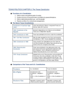 Texas Politics Chapter 2 Notes (Texas Constitution) 09/03/19