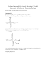 College Algebra 1040, Week 1 Notes