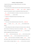 Worksheet on Sensation and Perception Chapter 6