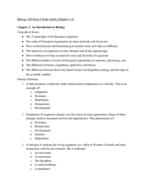 Biology 196 Exam I Study Guide