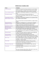 Methods Exam 1 Vocabulary Study Guide