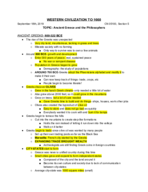 CLASS NOTES- SEPTEMBER 18- ANCIENT GREECE AND THE PHILOSOPHERS