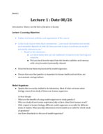 Genetics - Lectures 1 and 2 Notes